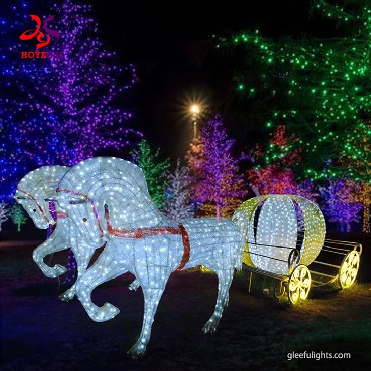 Hot Sales Outdoor LED Reindeer And Sleigh Christmas Decoration Lights Reindeer And Sleigh Yard Decor